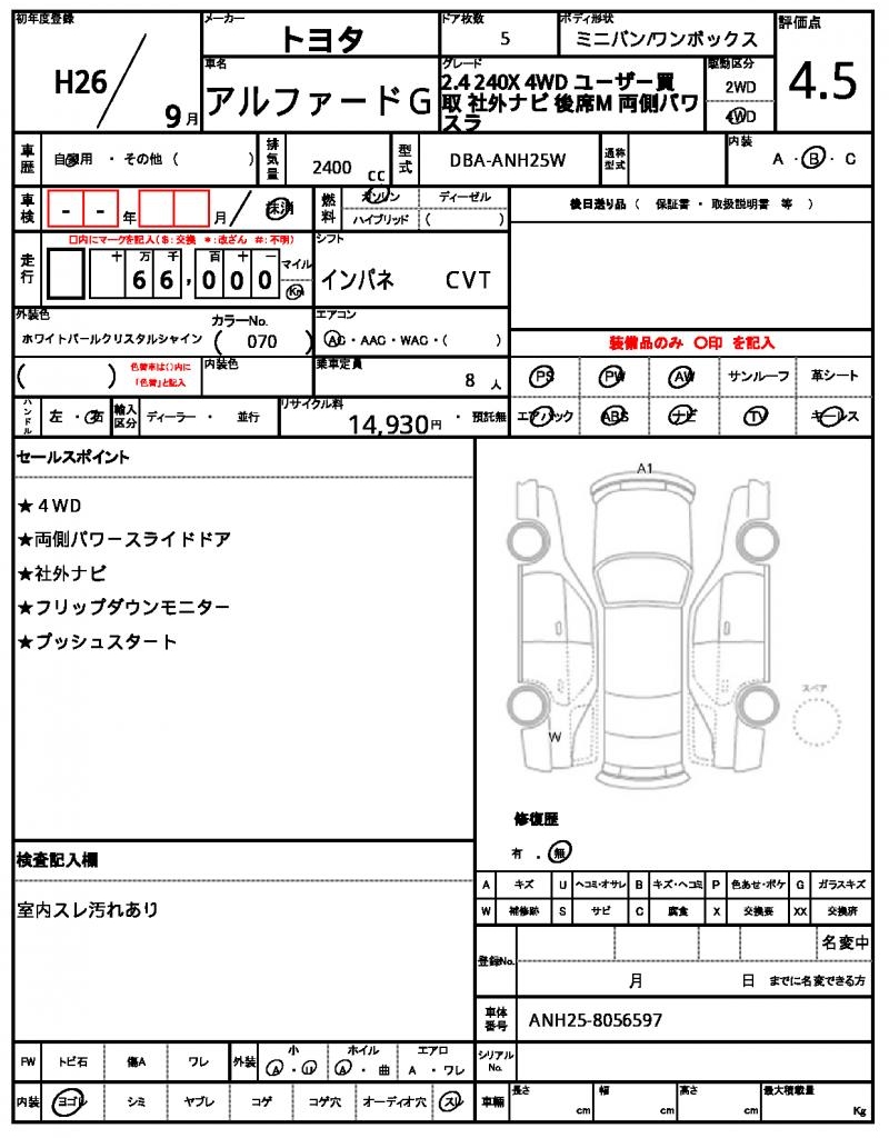 Ref:AUX-18149035 TOYOTA ALPHARD G 2014 21 Ref:AUX-18149035 TOYOTA ALPHARD G 2014 - Image 21
