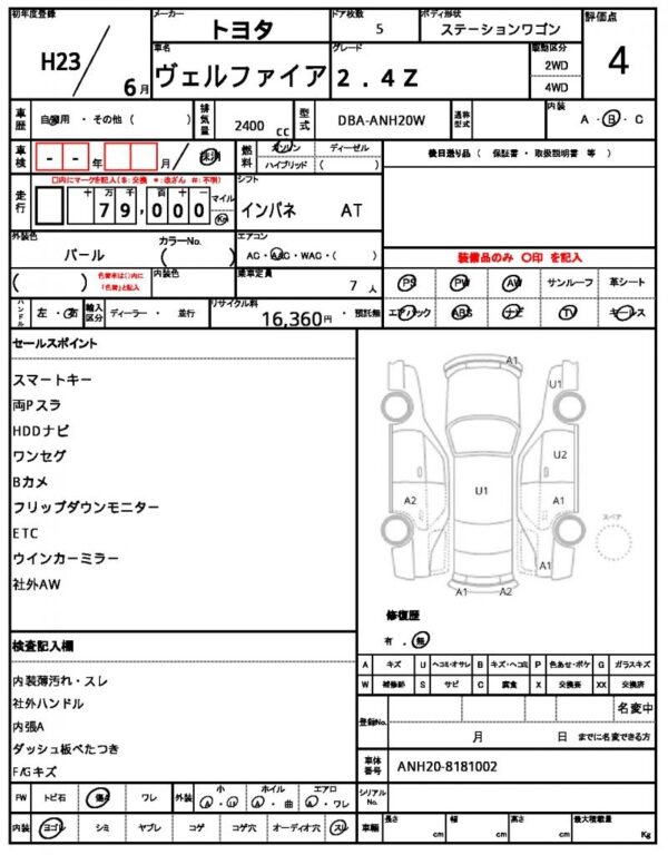 Ref:AUX-18218430 TOYOTA VELLFIRE 2011 - Image 16