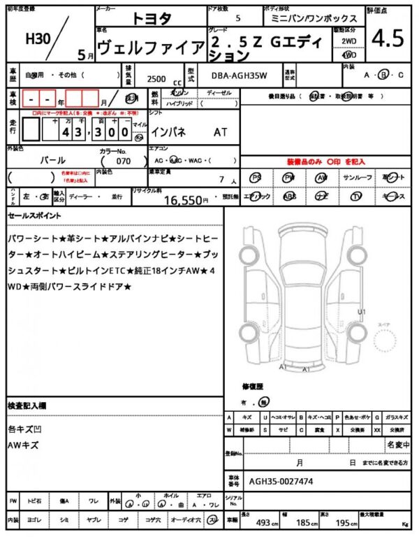 Ref:AUX-18334525 TOYOTA VELLFIRE 2018 - Image 21