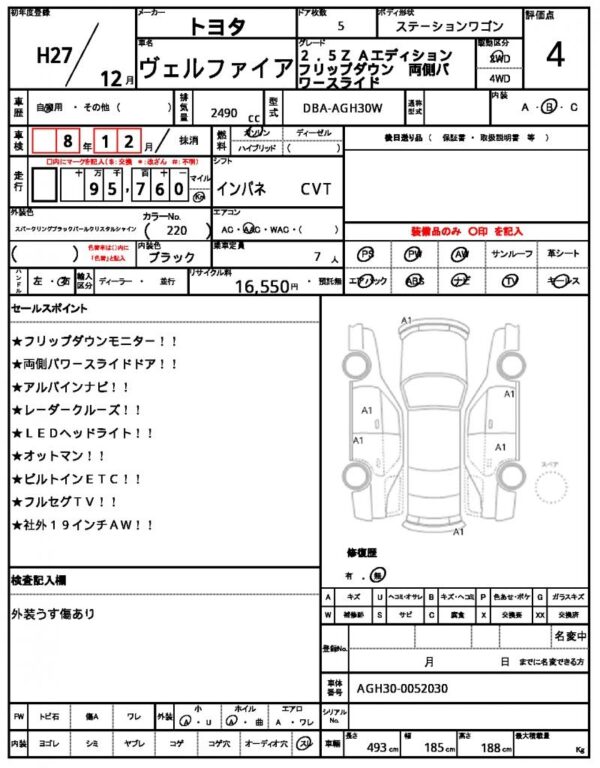 Ref:AUX-18536828 TOYOTA VELLFIRE 2015 - Image 10
