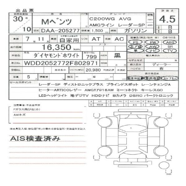 Ref:AUX-18700242 MERCEDES BENZ C-CLASS 2018 - Image 11