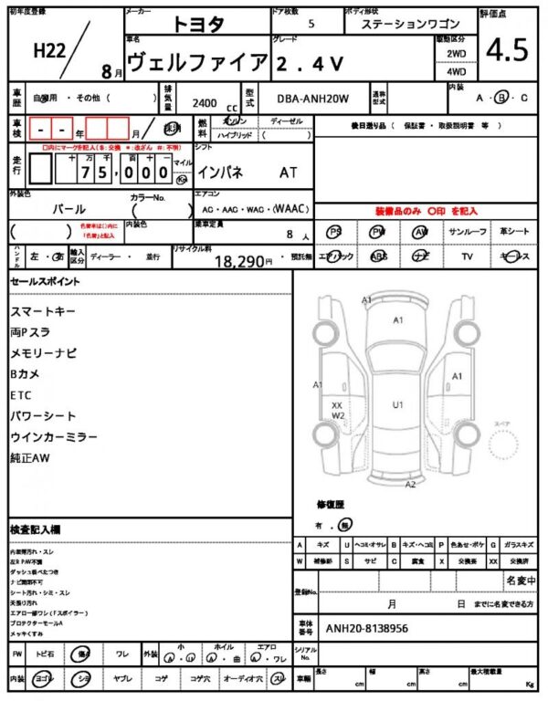Ref:AUX-18857164 TOYOTA VELLFIRE 2010 - Image 21