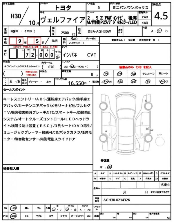 Ref:AUX-18965488 TOYOTA VELLFIRE 2018 - Image 20