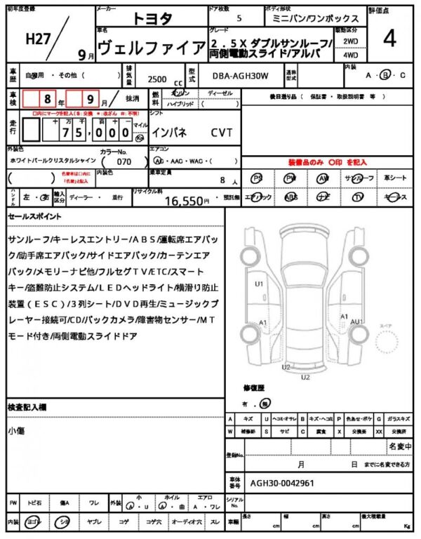 Ref:AUX-19053417 TOYOTA VELLFIRE 2015 - Image 21