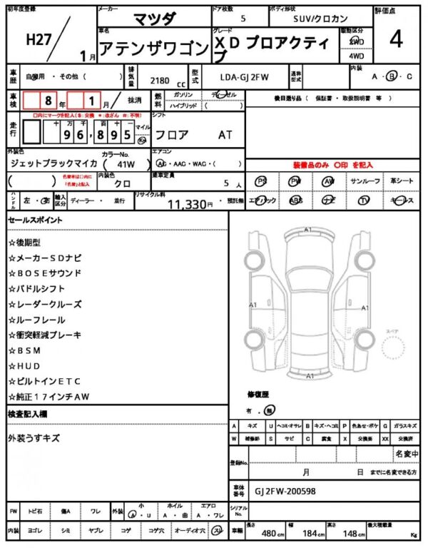 Ref:AUX-19088122 MAZDA ATENZA WAGON 2015 - Image 10