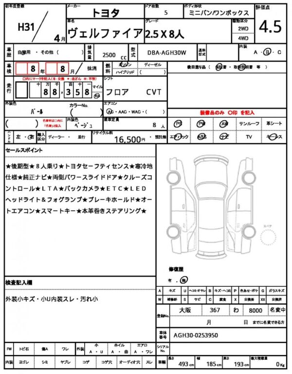 Ref:AUX-19263998 TOYOTA VELLFIRE 2019 - Image 20