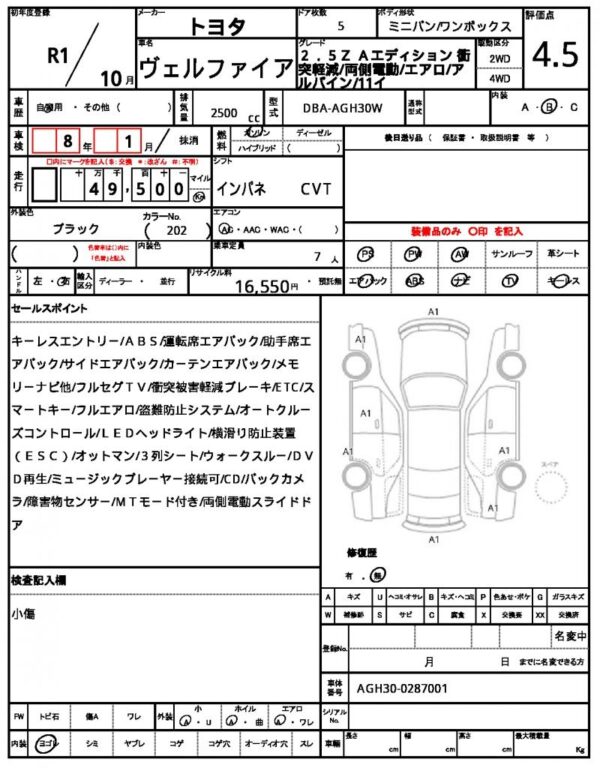 Ref:AUX-19265565 TOYOTA VELLFIRE 2019 - Image 21