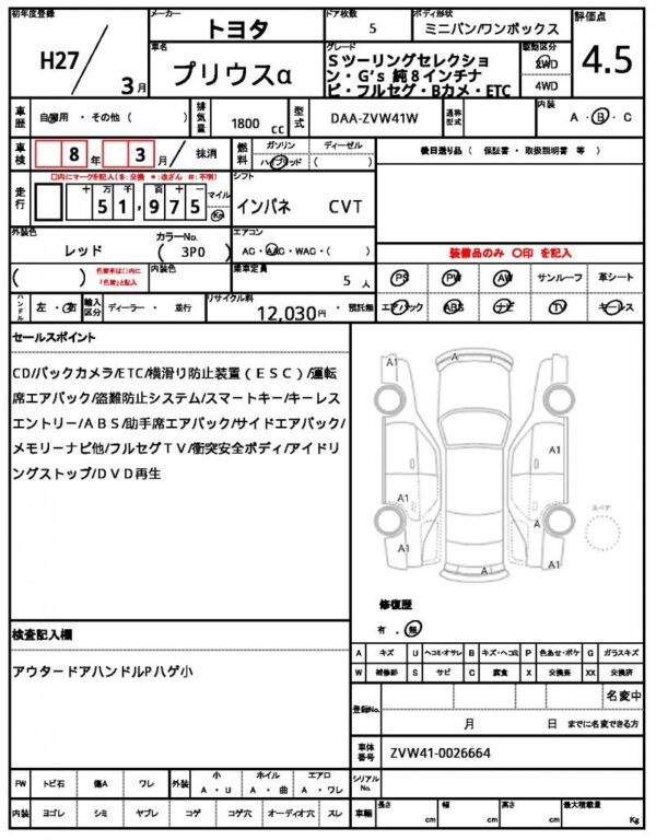Ref:AUX-19487254 TOYOTA PRIUS ALPHA 2015 - Image 20