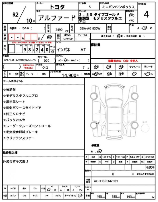 Ref:AUX-19568619 TOYOTA ALPHARD 2020 - Image 10
