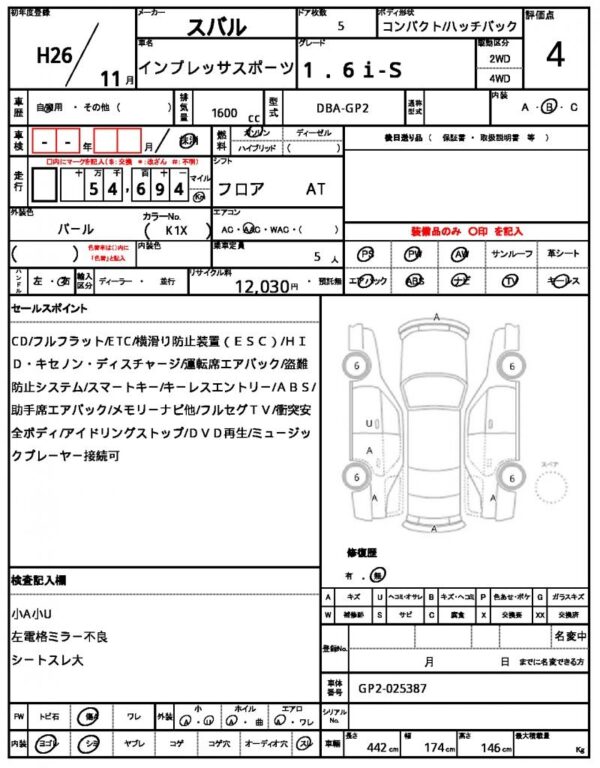 Ref:AUX-19598220 SUBARU IMPREZA SPORTS 2014 - Image 18