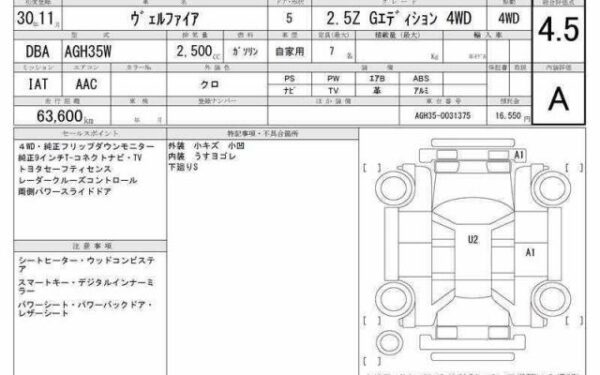 Ref:AUX-19680701 TOYOTA VELLFIRE 2018 - Image 6