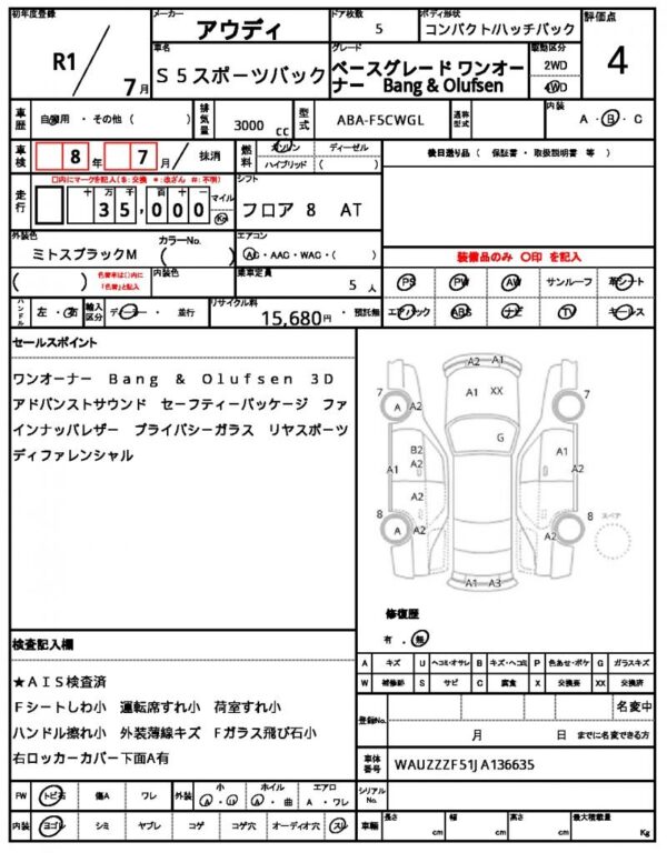 Ref:AUX-19688524 AUDI S5 SPORTBACK 2019 - Image 19