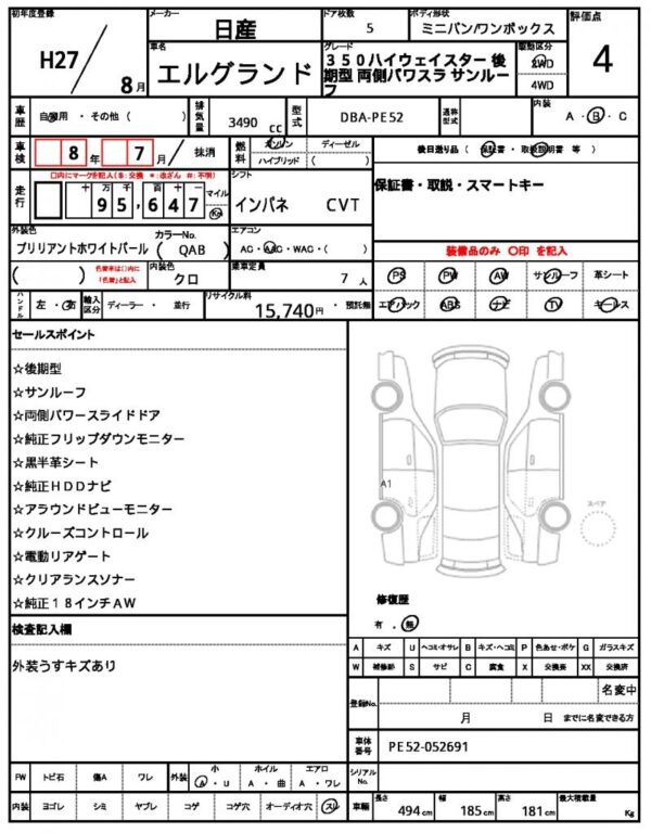 Ref:AUX-19754722 NISSAN ELGRAND 2015 - Image 10
