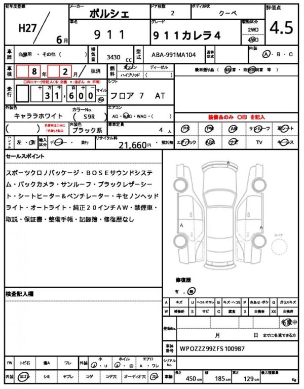 Ref:AUX-19759067 PORSCHE 911 2015 - Image 21