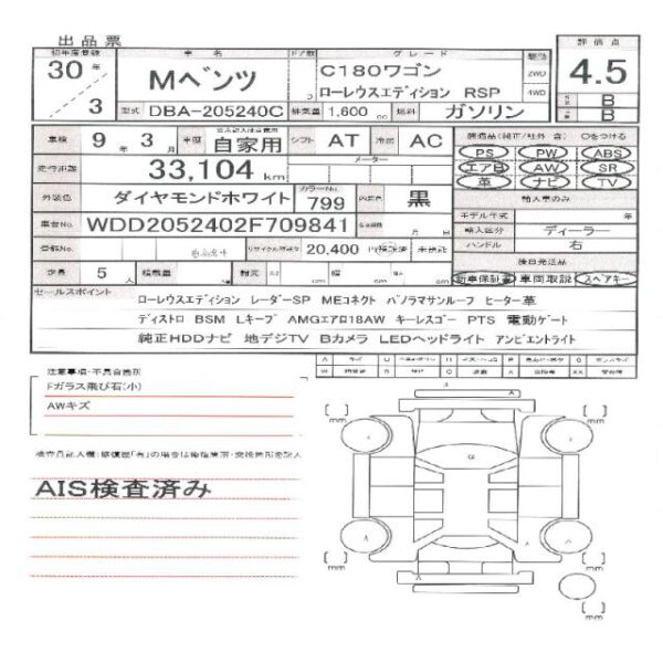 Ref:AUX-19762489 MERCEDES BENZ C-CLASS 2018 - Image 11