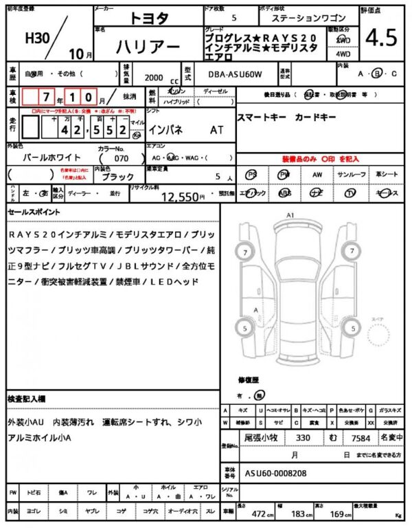 Ref:AUX-19774772 TOYOTA HARRIER 2018 - Image 10