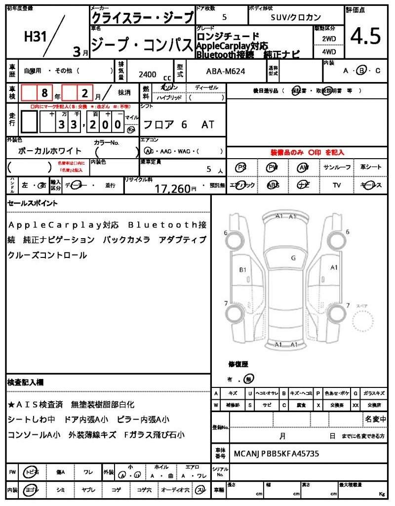 Ref:AUX-19787306 CHRYSLER JEEP JEEP COMPASS 2019 - Image 17