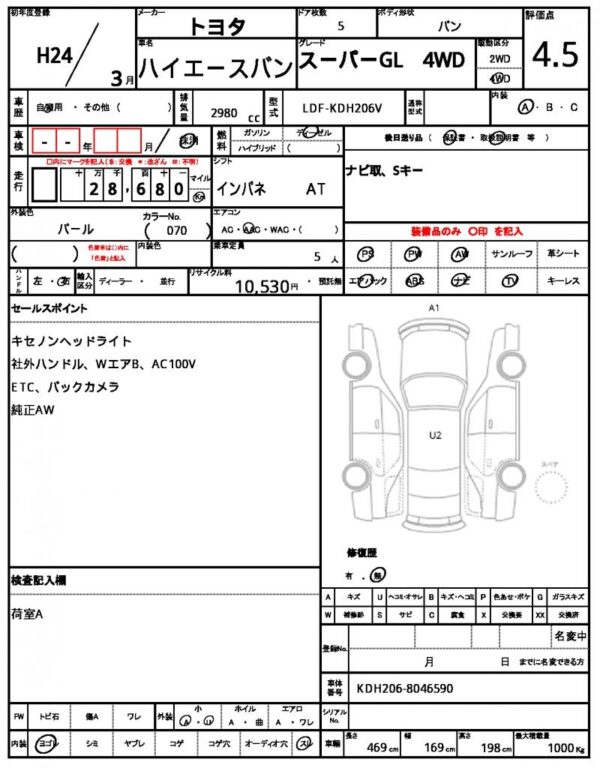 Ref:AUX-19902373 TOYOTA HIACE VAN 2012 - Image 5