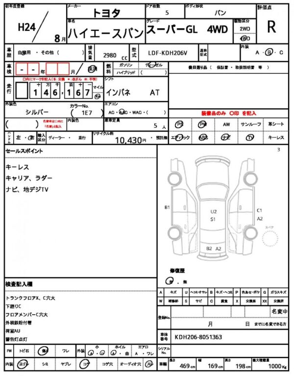 Ref:AUX-19902570 TOYOTA HIACE VAN 2012 - Image 5