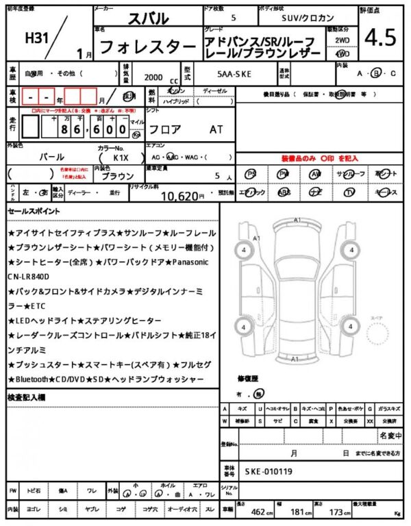 Ref:AUX-19976590 SUBARU FORESTER 2019 - Image 21