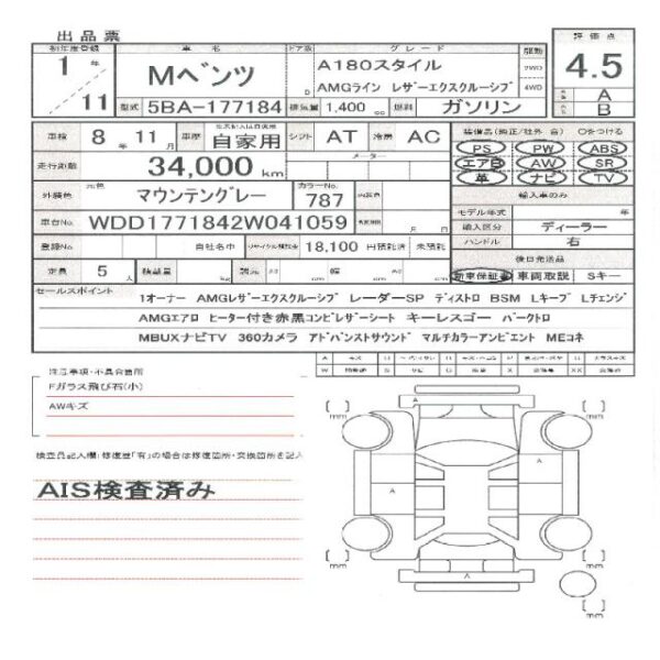 Ref:AUX-19980281 MERCEDES BENZ A-CLASS 2019 - Image 11