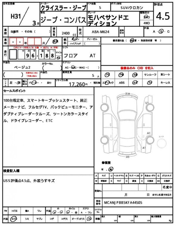 Ref:AUX-20012668 CHRYSLER JEEP JEEP COMPASS 2019 - Image 7