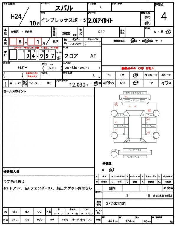 Ref:AUX-20106625 SUBARU IMPREZA SPORTS 2012 - Image 21
