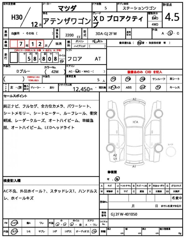 Ref:AUX-20125185 MAZDA ATENZA WAGON 2018 - Image 7
