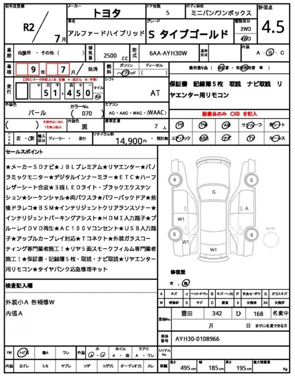 Ref:AUX-20125187 TOYOTA ALPHARD HYBRID 2020 - Image 21