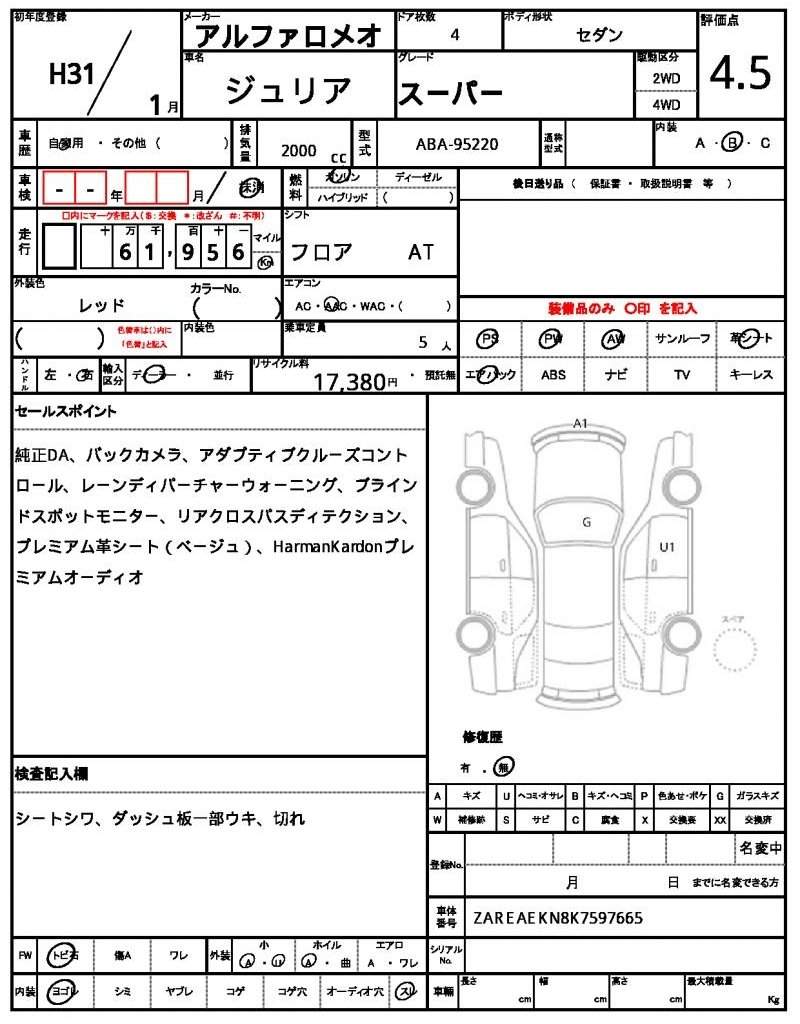 Ref:AUX-20314203 ALFA ROMEO GIULIA 2019 - Image 7