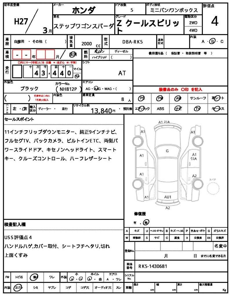 Ref:AUX-20388480 HONDA STEPWAGON SPADA 2015 - Image 7