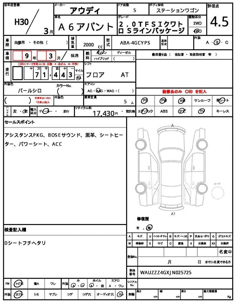Ref:AUX-20452341 AUDI A6 AVANT 2018 - Image 7