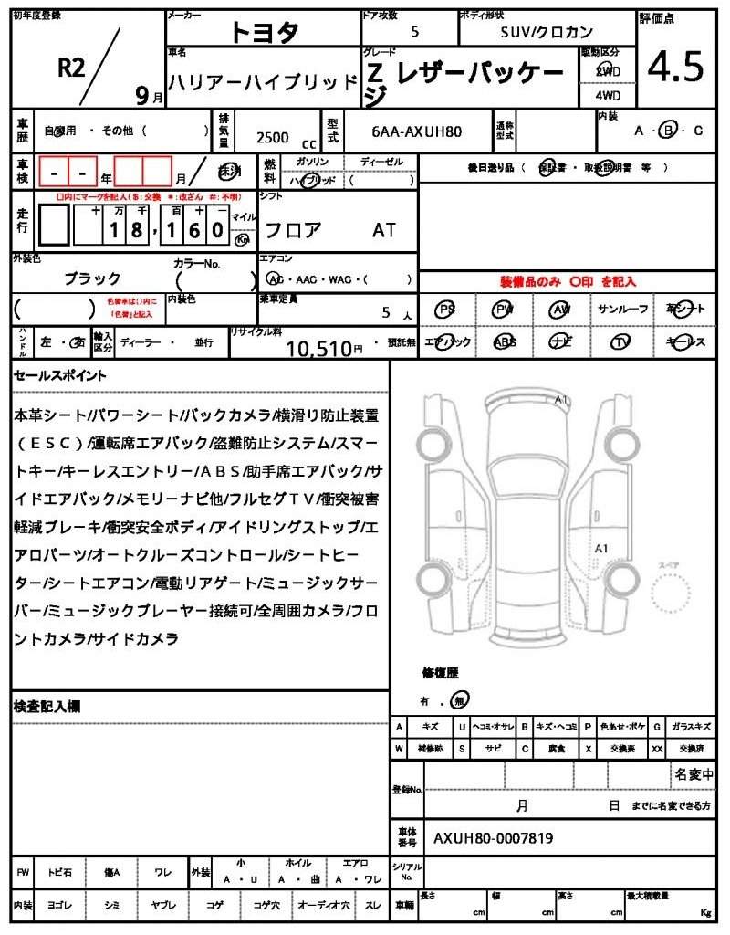Ref:AUX-20568545 TOYOTA HARRIER HYBRID 2020 - Image 21