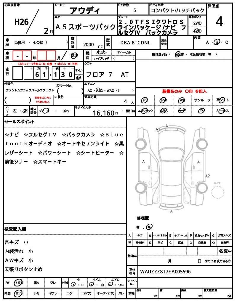 Ref:AUX-20592864 AUDI A5 SPORTBACK 2014 - Image 21