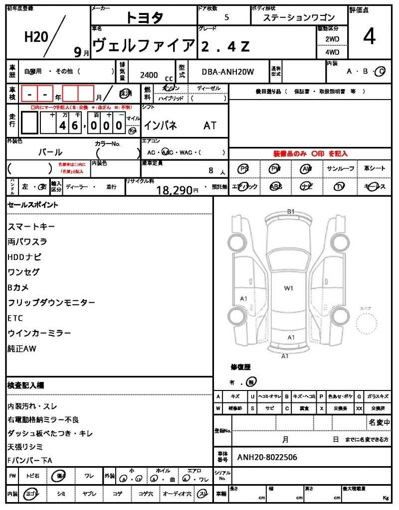 Ref:AUX-20637177 TOYOTA VELLFIRE 2008 - Image 21