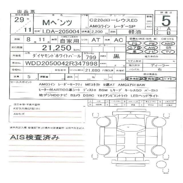 Ref:AUX-20702069 MERCEDES BENZ C-CLASS 2017 - Image 11