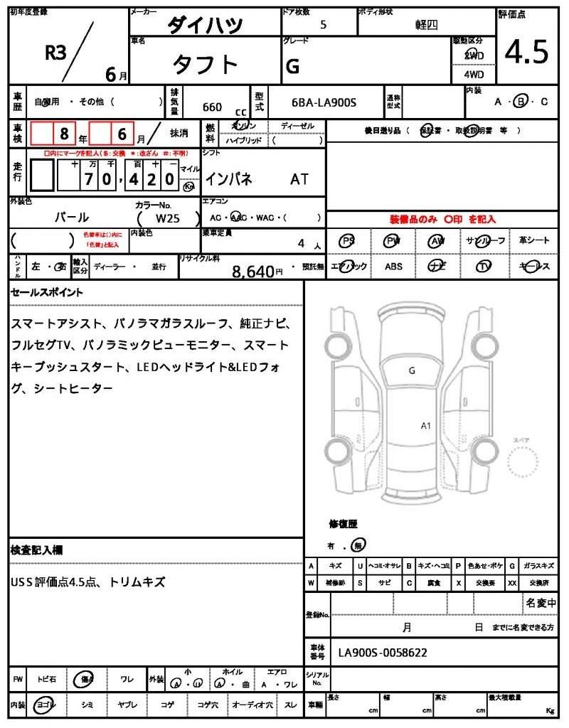 Ref:AUX-20733496 DAIHATSU TAFT 2021 - Image 7