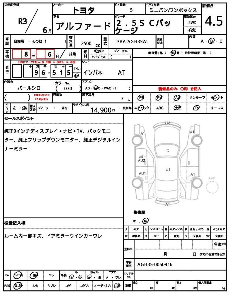 Ref:AUX-20747806 TOYOTA ALPHARD 2021 - Image 7