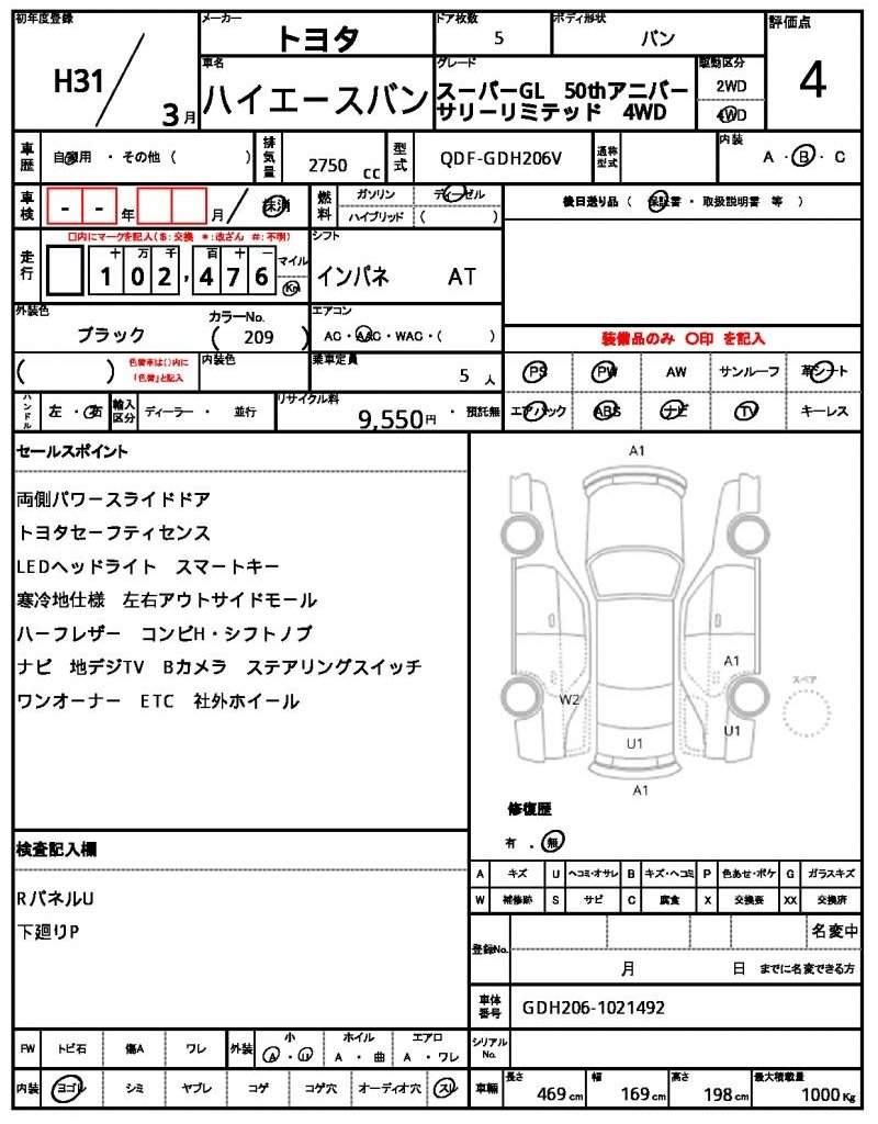Ref:AUX-20856759 TOYOTA HIACE VAN 2019 - Image 5