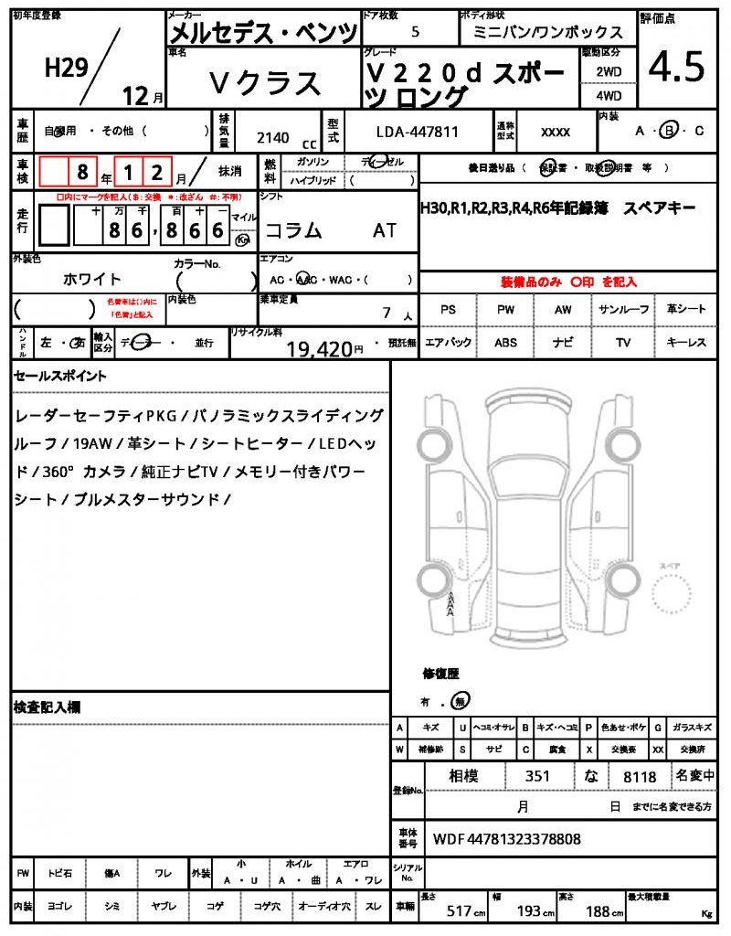 Ref:AUX-20888498 MERCEDES BENZ V-CLASS 2017 - Image 10