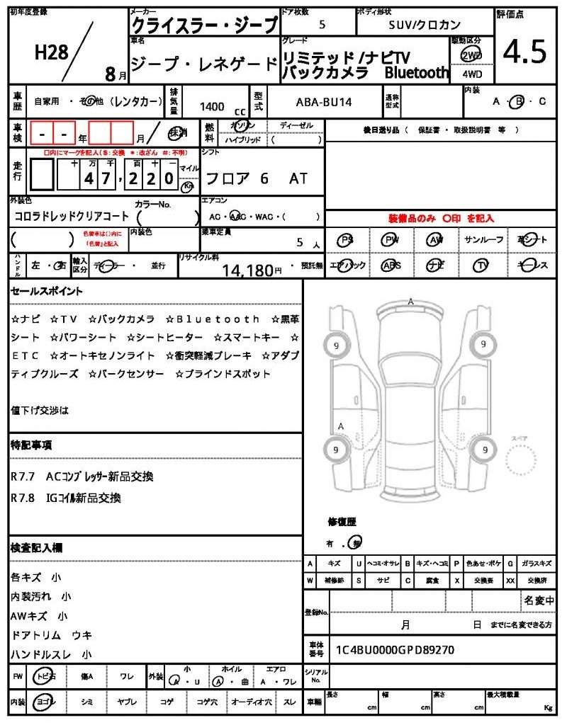 Ref:AUX-20912905 CHRYSLER JEEP JEEP RENEGADE 2016 - Image 21