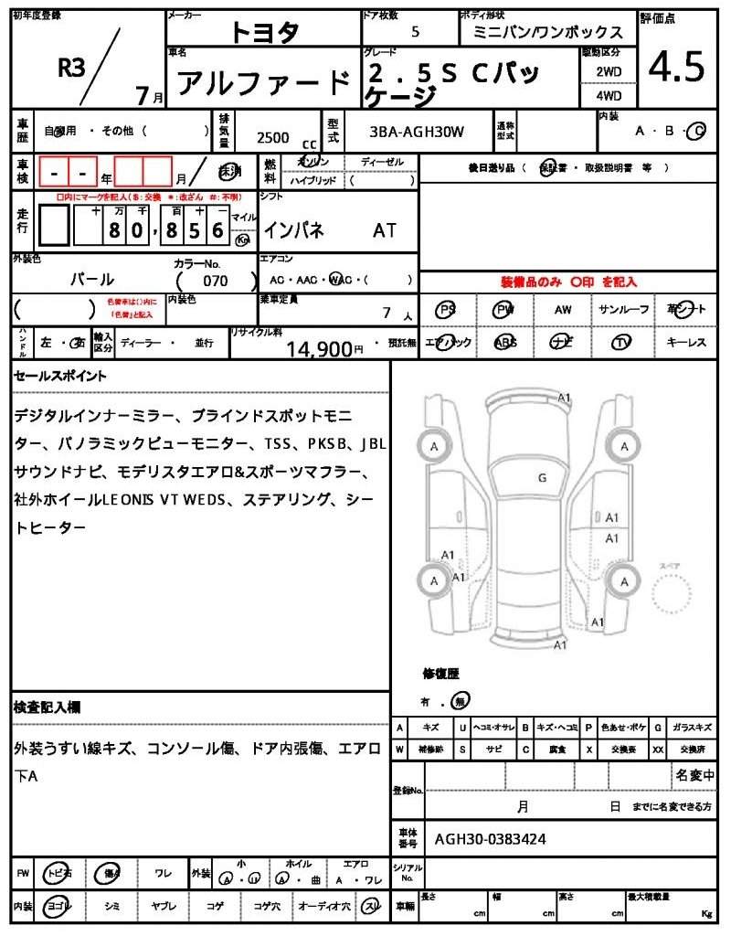 Ref:AUX-20935861 TOYOTA ALPHARD 2021 - Image 9