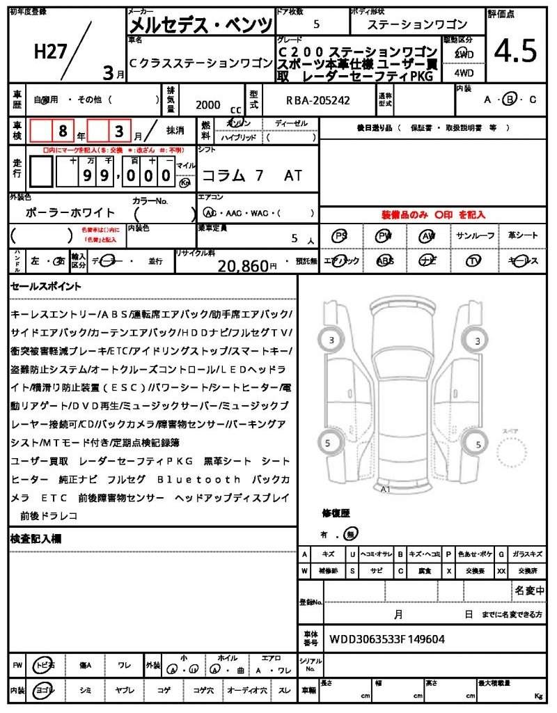 Ref:AUX-20945874 MERCEDES BENZ C-CLASS STATIONWAGON 2015 - Image 21