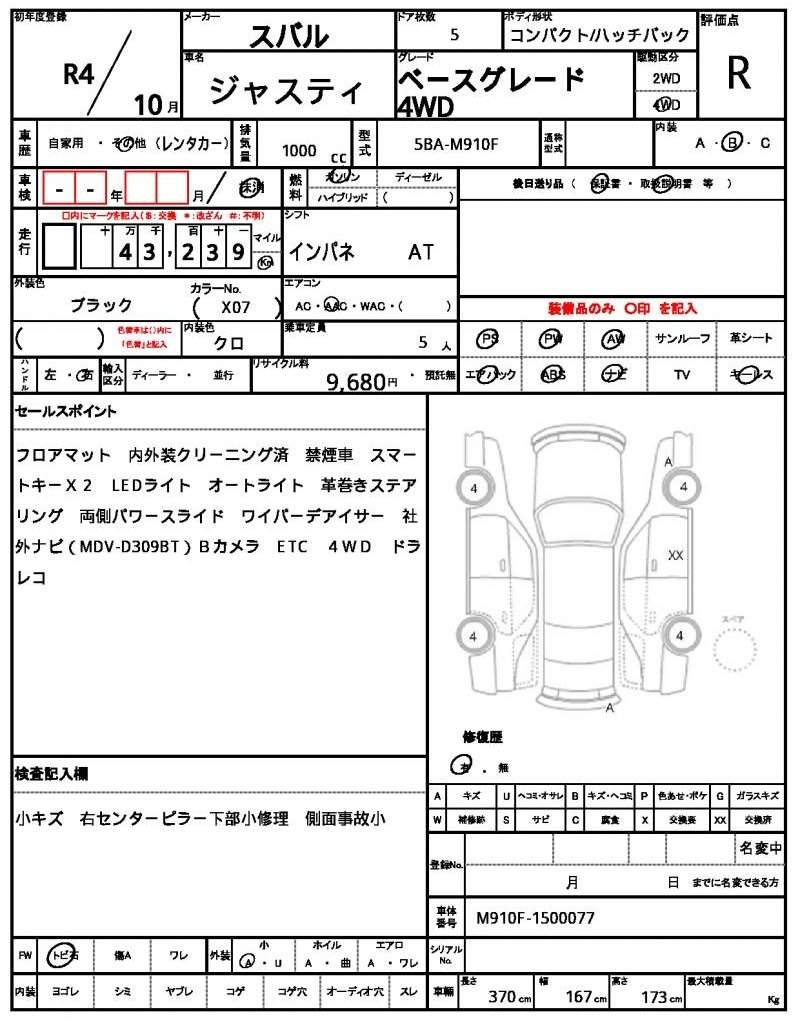 Ref:AUX-21043915 SUBARU JUSTY 2022 - Image 10