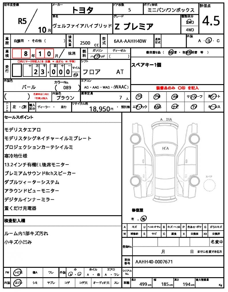 Ref:AUX-21469832 TOYOTA VELLFIRE HYBRID 2023 - Image 21