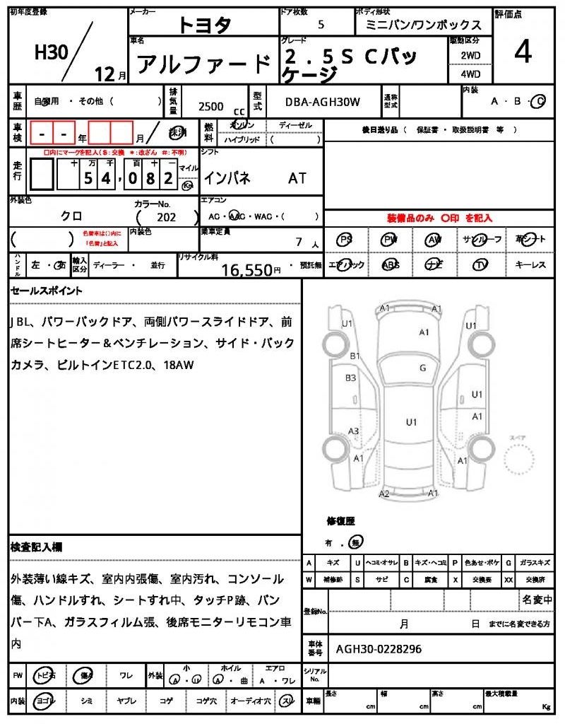 Ref:AUX-22063054 TOYOTA ALPHARD 2018 - Image 13