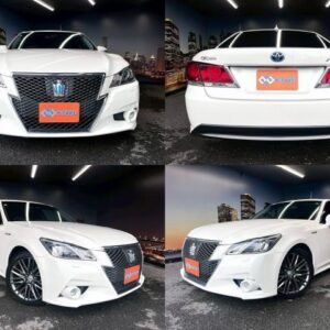2013 Toyota Crown Hybrid white gasoline used car Japan export