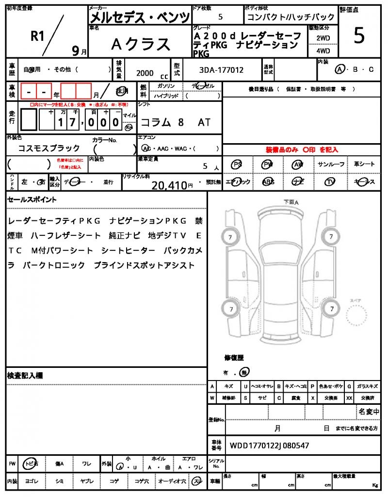 Ref:AUX-22341658 MERCEDES BENZ A-CLASS 2019 - Image 20