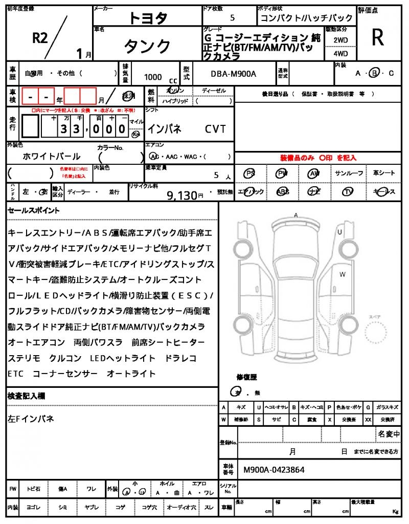 Ref:AUX-22502530 TOYOTA TANK 2020 21 Ref:AUX-22502530 TOYOTA TANK 2020 - Image 21