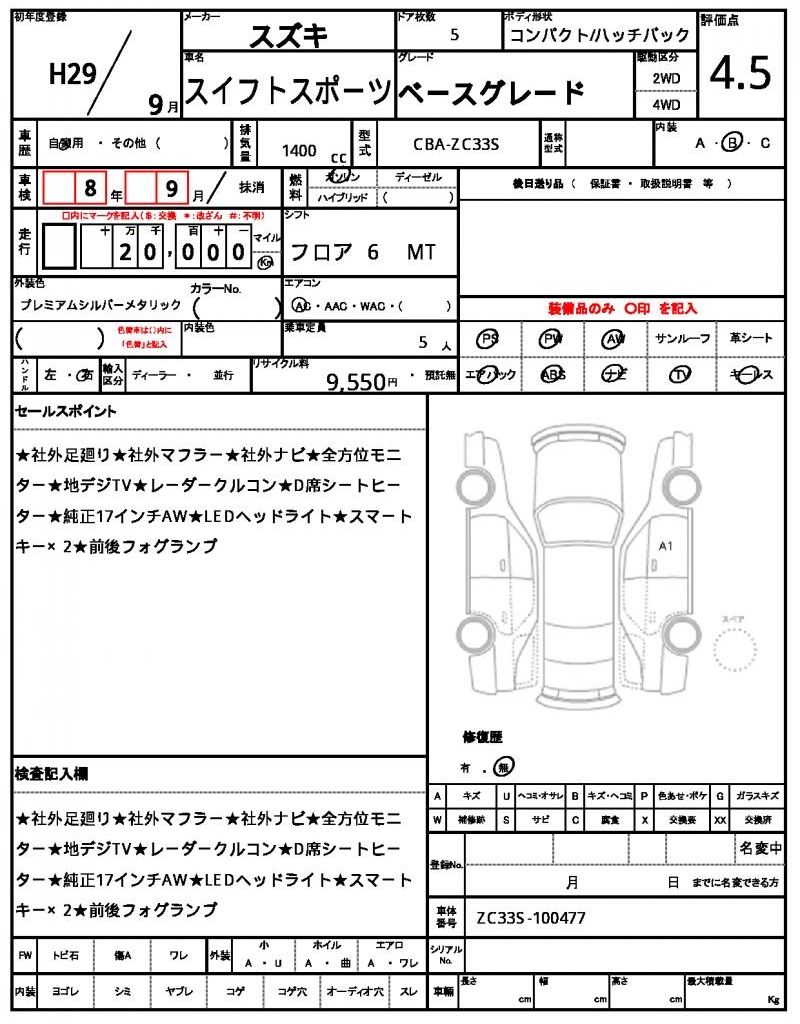 Ref:AUX-22667889 SUZUKI SWIFT SPORT 2017 21 Ref:AUX-22667889 SUZUKI SWIFT SPORT 2017 - Image 21